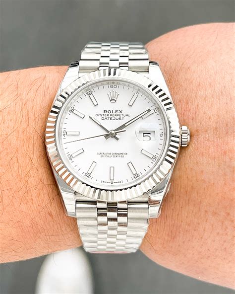 rolex datejust 41 white dial smooth bezel|rolex datejust 41 bezel.